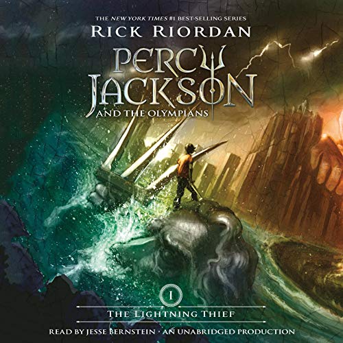 Image shows book cover of Percy Jackson: Lightning Thief by Rick Riordan